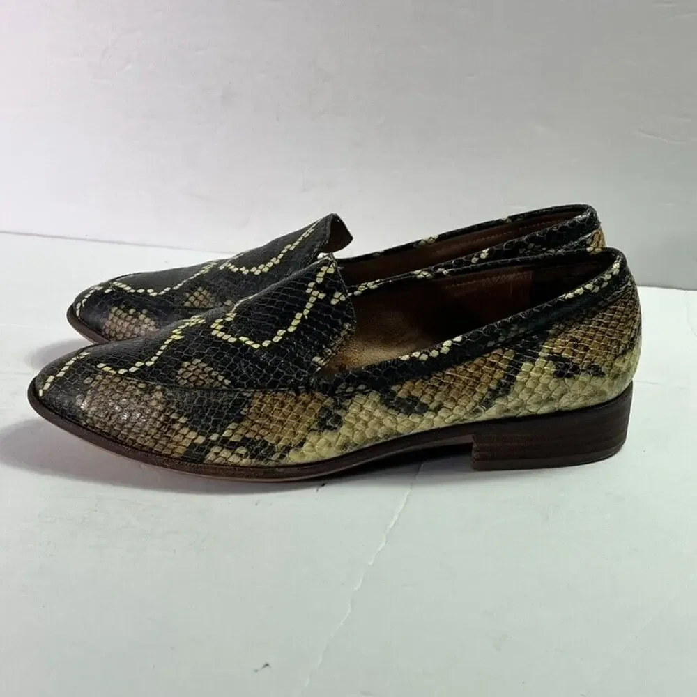 Madewell Shoes Womens 9 Brown Frances Loafer in Snake Print Embossed Leather